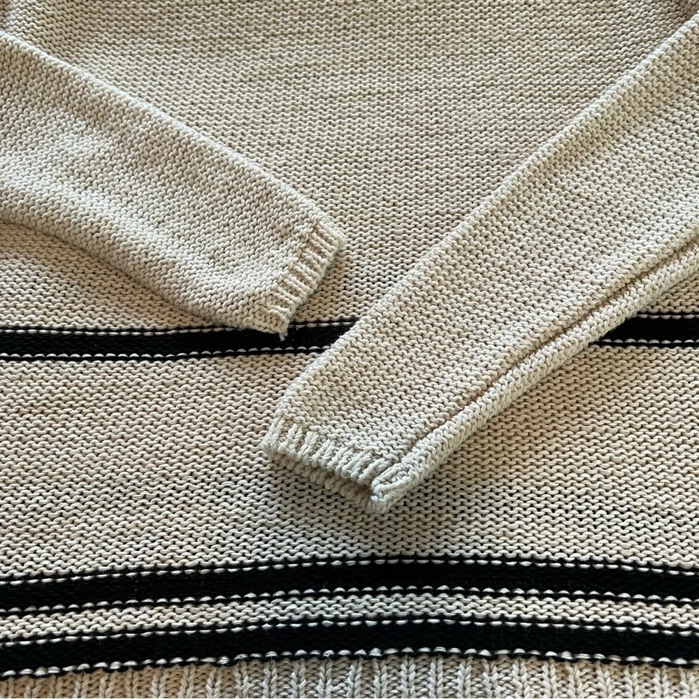 Magaschoni Cream Black Stripe Cotton Blend Sweater Size XS - Picture 4 of 8